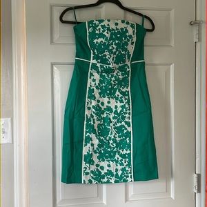 Express Strapless green floral dress